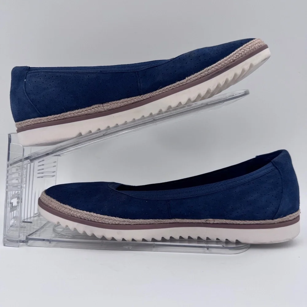 Clarks Collection Mira Tide Navy Blue Suede Espadrille‎ Loafers Flats Women 10M